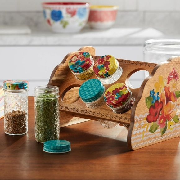 The Pioneer Woman Other - The Pioneer Woman Spice Rack & Jar Set, 7 Pc - Wildflower Whimsy